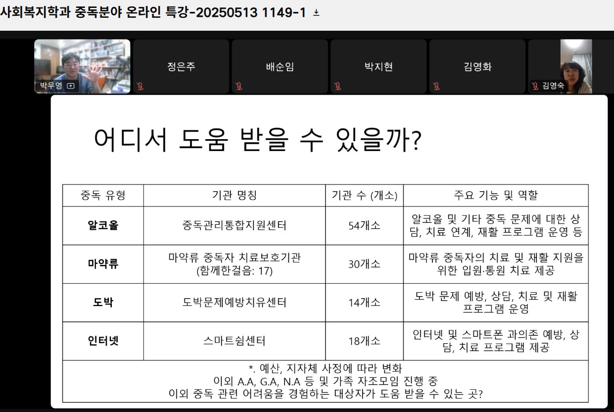 특강] 전문가 초청 중독분야 온라인 특강